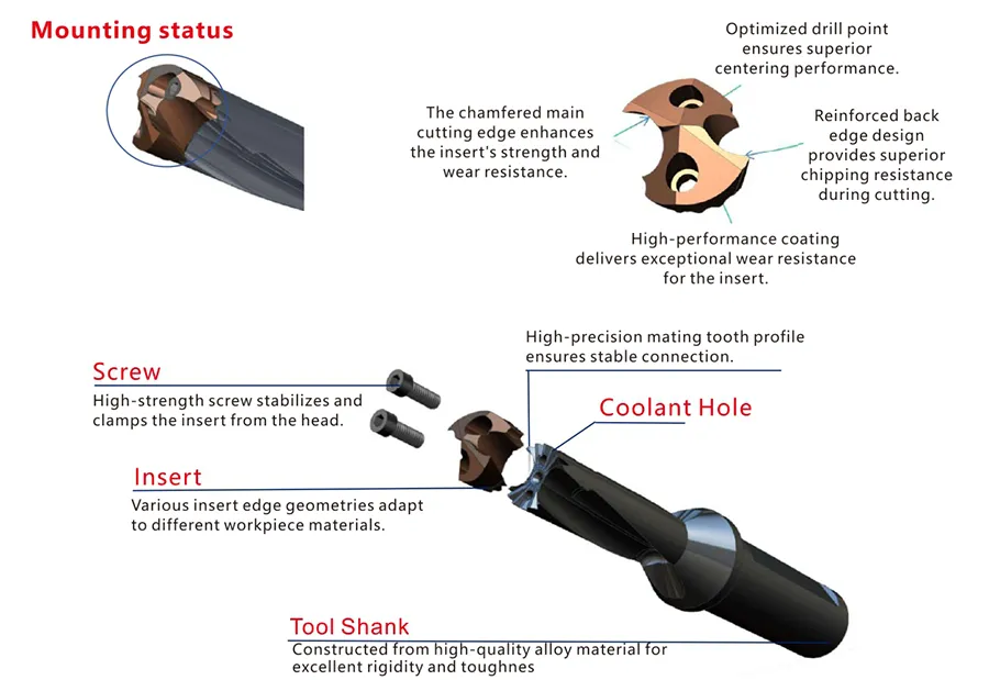 Replaceable Head Saber Tooth Drill Holder